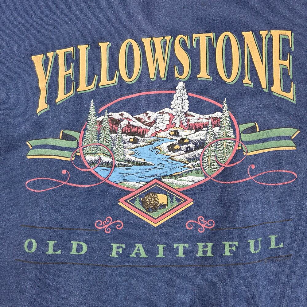 Vintage H.L. Miller Gold Yellowstone Old Faithful Crewneck USA Large 90s - Picture 3 of 13